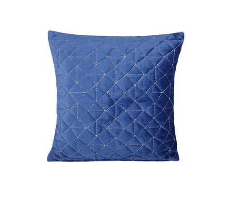 Velvet Quilted Cushion Cover - Set of 2 (Navy Blue, 18 x 18 inch)