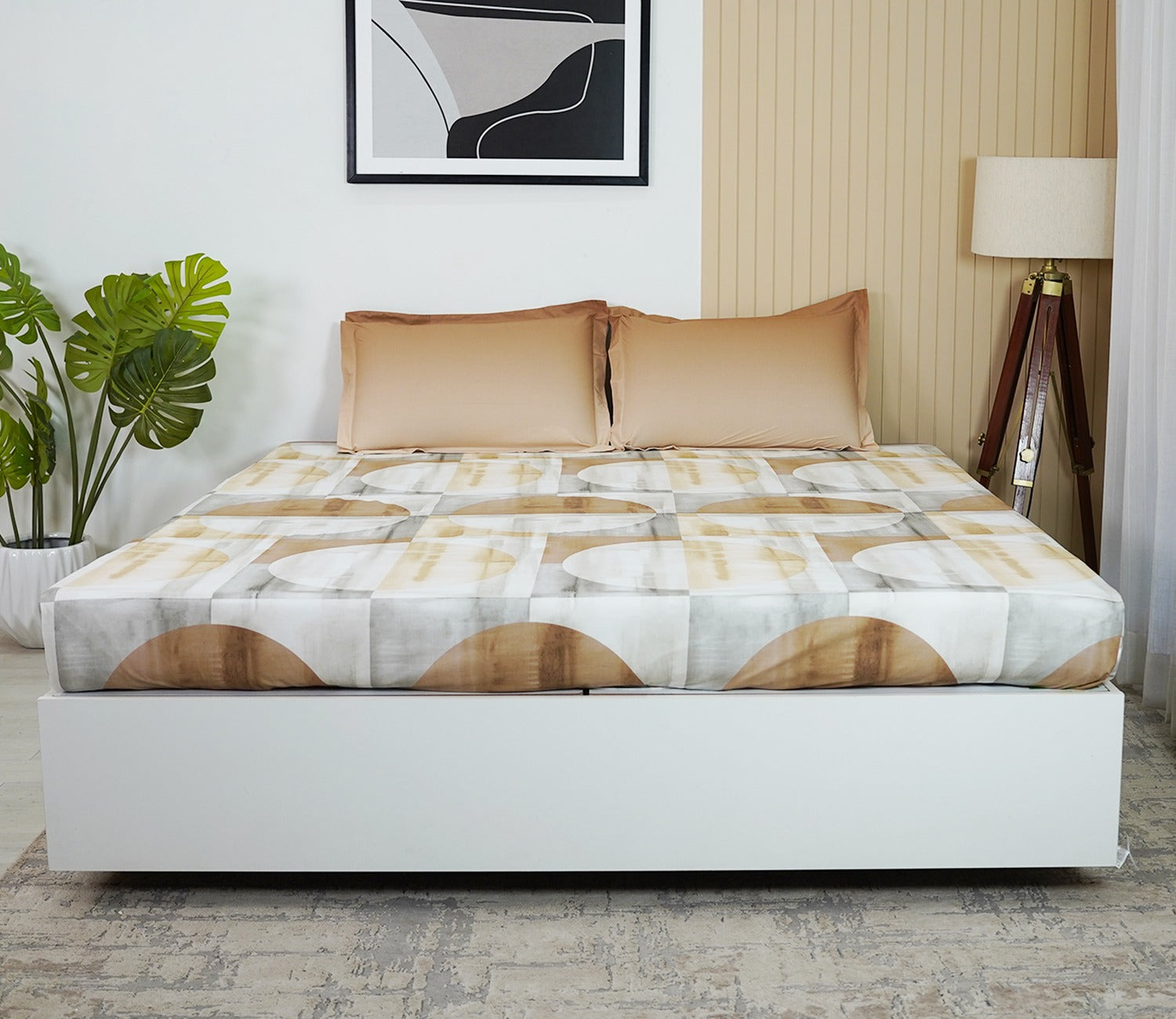 Circle 180 TC Flat Pure Cotton King Size Bedsheet With 2 Pillow Covers (Grey)