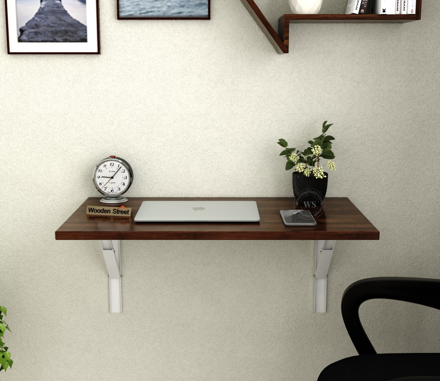 Stanko Foldable Wall Mounted Engineered Wood Study Table (Columbian Walnut Finish)