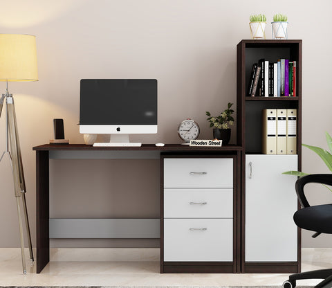 Calisto Engineered Wood Study Table (Flowery Wenge Frosty White)