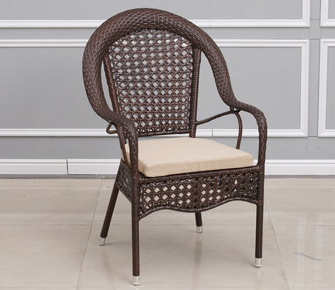 Rattan And Wicker 2 Seater Set With Table Set (Brown)