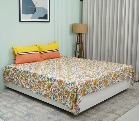 Pernia Moments Queen Size Bedsheet (Orange)