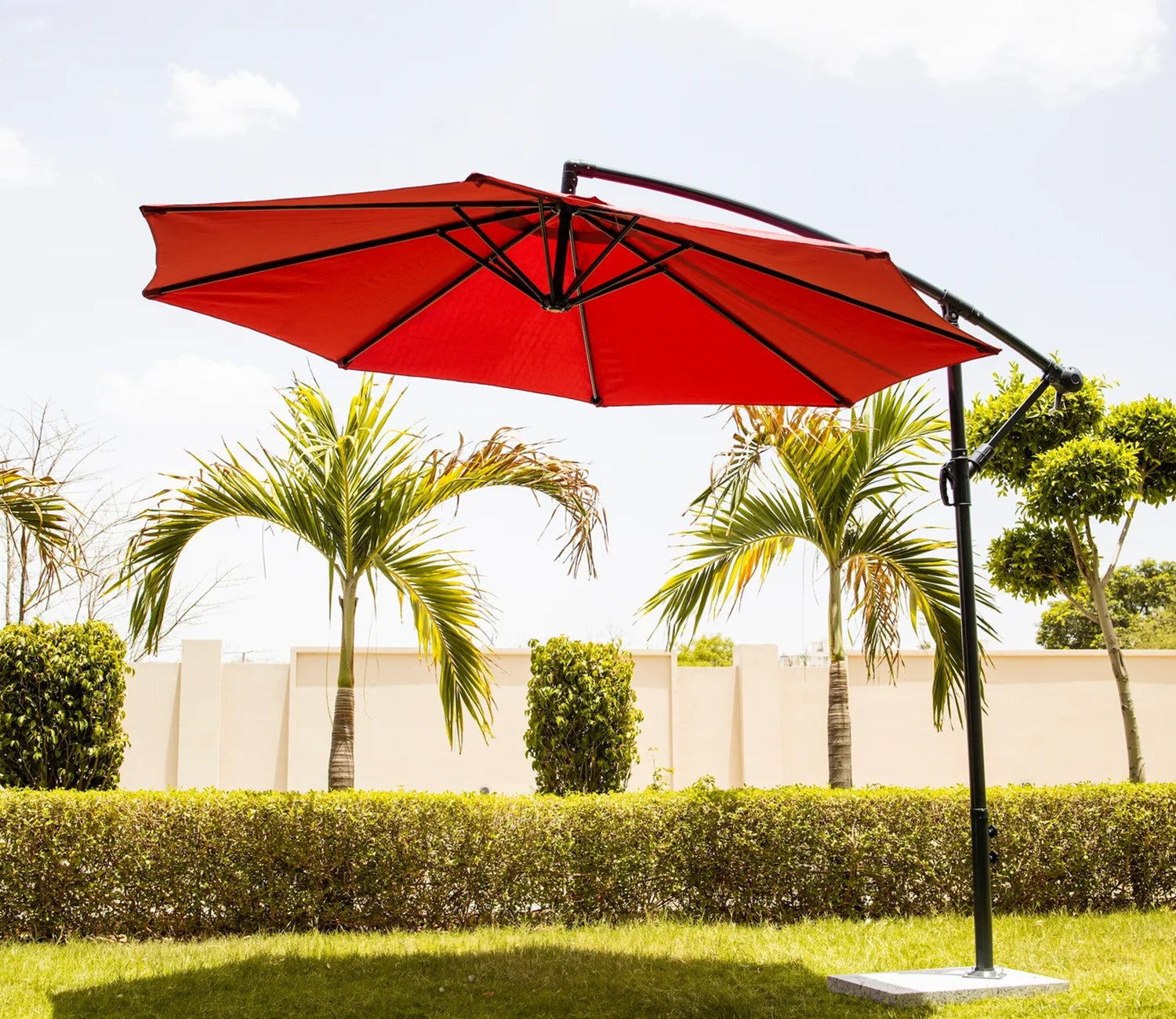 Waterproof Side Pole Garden Umbrella with Stand (Red)