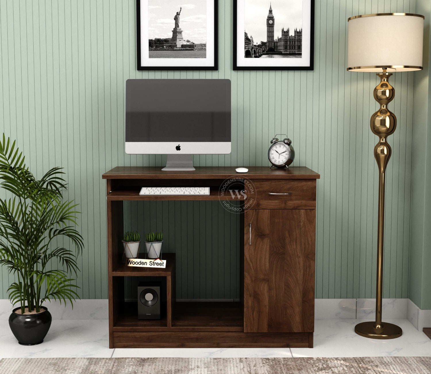Scholar Engineered Wood Study Table With Sectioned and Sliding Storage (Columbian Walnut Finish)