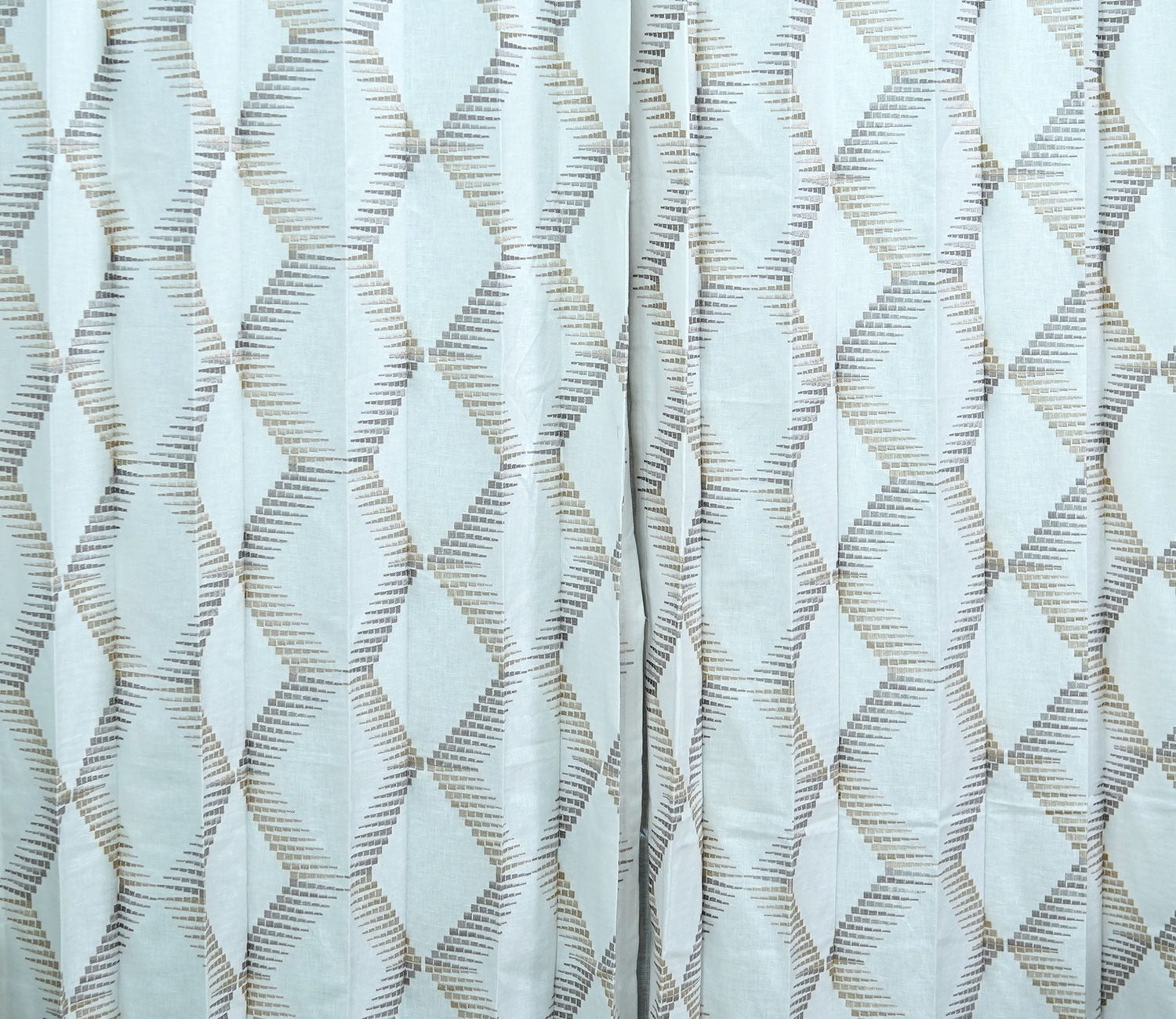 Rhombus Sheer Door Curtains Set of 2 (Beige, 7 Feet)