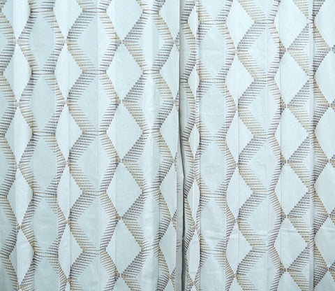 Rhombus Sheer Door Curtains Set of 2 (Beige, 7 Feet)