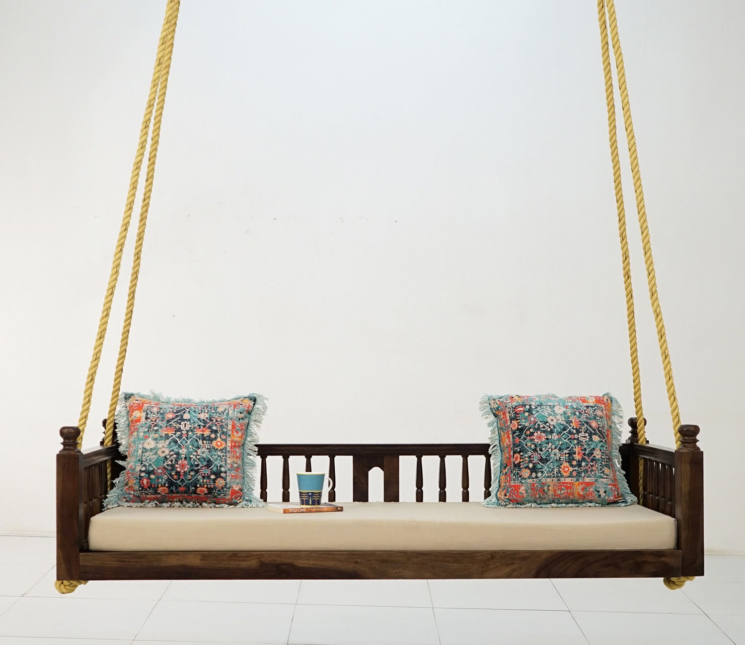 Alanis Wooden Swing Chair (Walnut Finish)