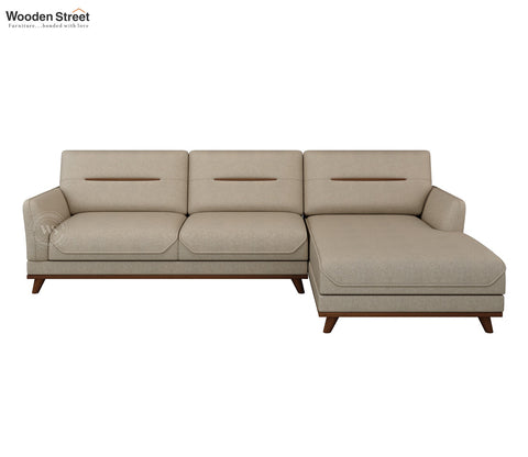 Alvaro L Shape 4 Seater Sofa with Wooden Accents (Cottage Ivory)