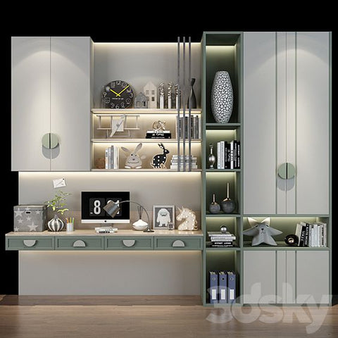 Trueliving 5 Door Sliding Designer wardrobes Laminated Finish & PU Finish with Drawers 8Ft *2Ft *9Ft -2438.4MM X 609MM X 2743.2MM)