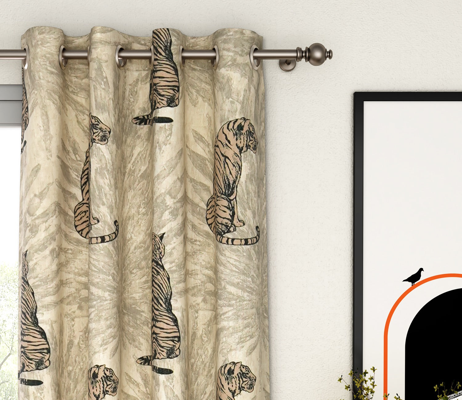 Leopard Print Light-Filtering Door Curtains Set of 2 (Grey, 7 Feet)