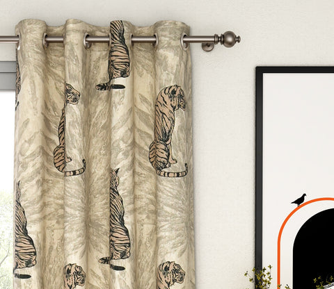 Leopard Print Light-Filtering Door Curtains Set of 2 (Grey, 7 Feet)
