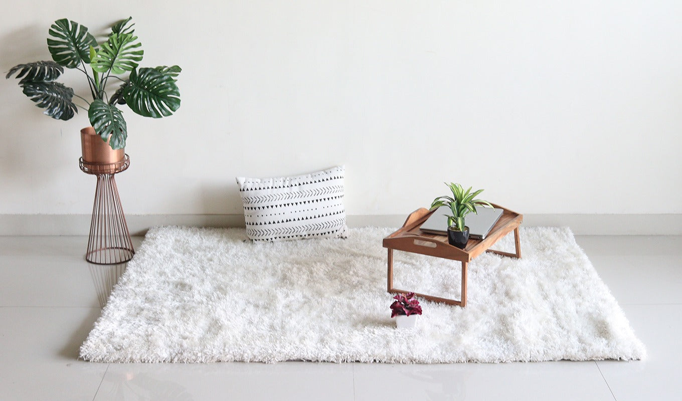 Ivory Soft Shaggy Carpet - 6 x 4 Feet