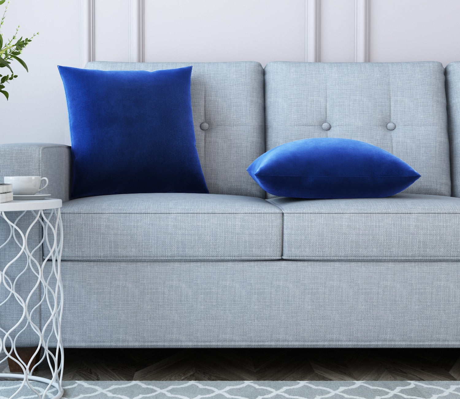 Cupid Velvet Cushion Cover - Pack of 1 (18 x 18 inch, Indigo Blue)