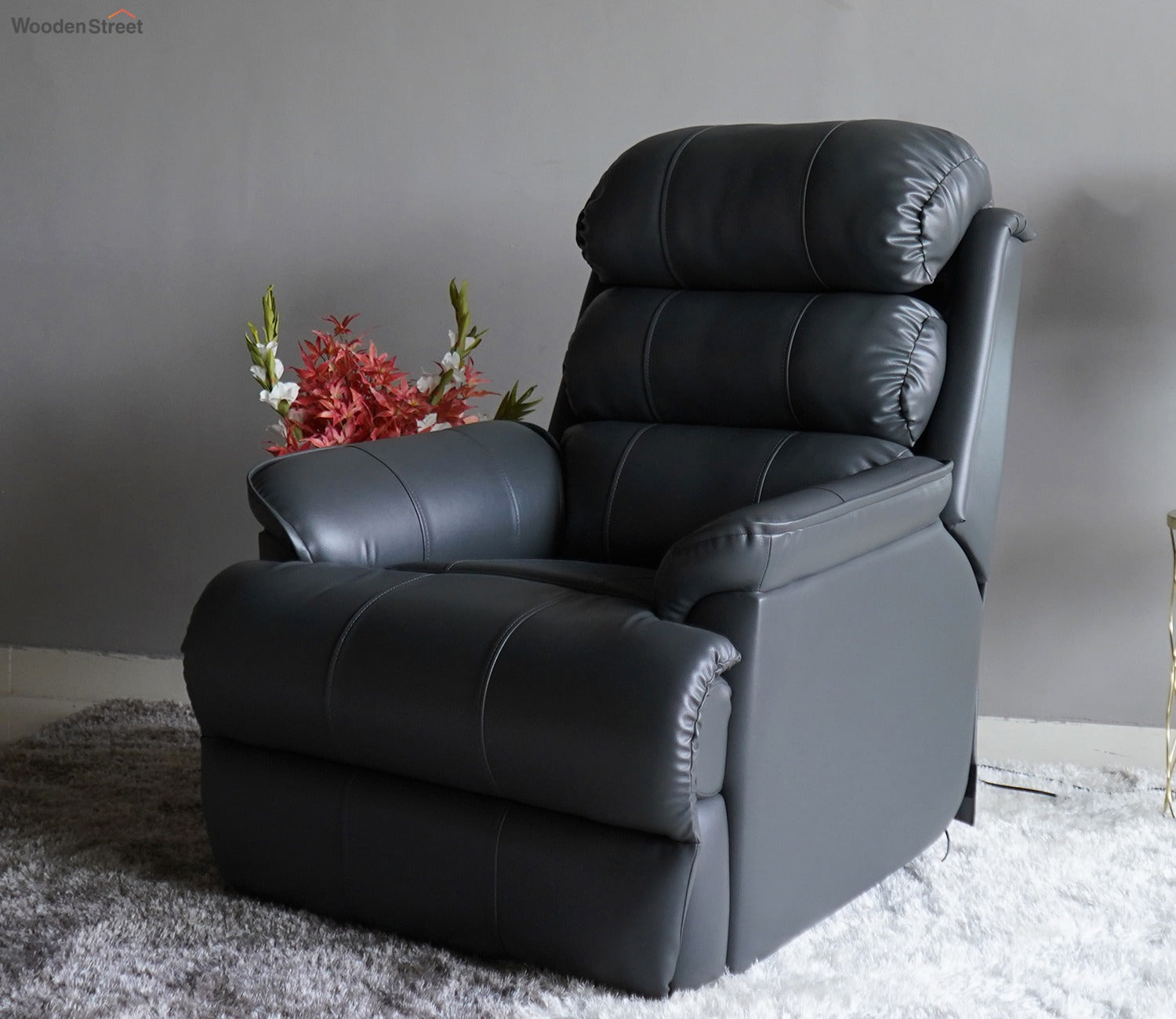 Valencia Leatherette 1 Seater Manual Recliner Sofa (Limed Spruce Blue)