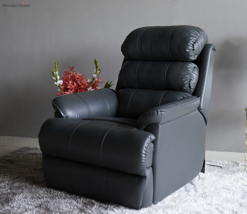 Valencia Leatherette 1 Seater Manual Recliner Sofa (Limed Spruce Blue)