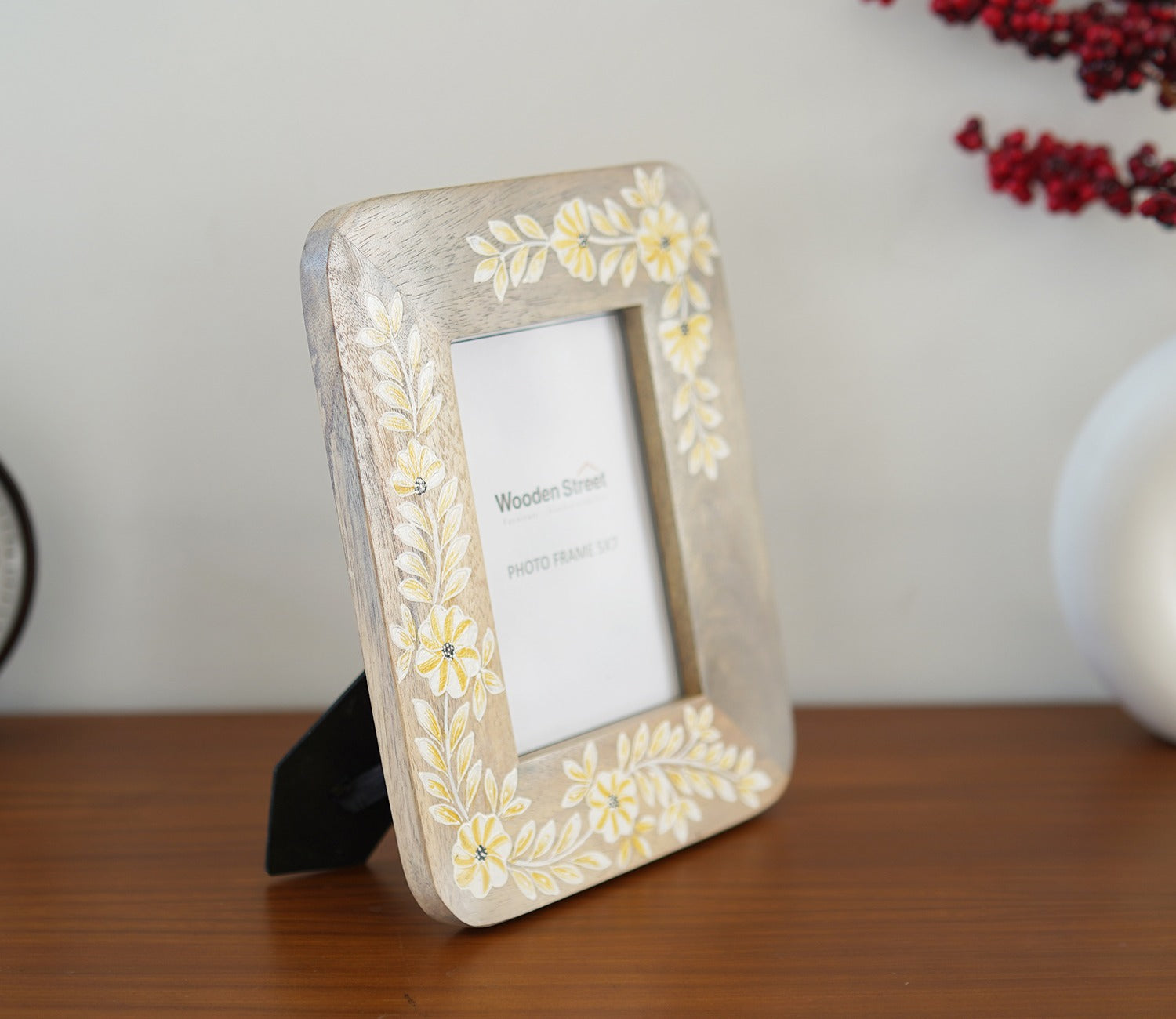 Adiva Floral Hand Painted Wooden Photo Frame