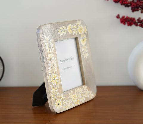 Adiva Floral Hand Painted Wooden Photo Frame
