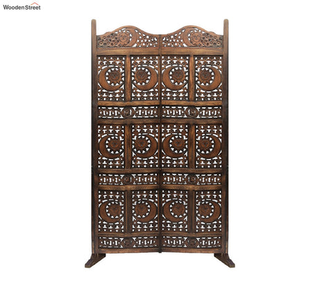Hazel Floral Hand Carved Wooden Room Divider Single Panel With Stand