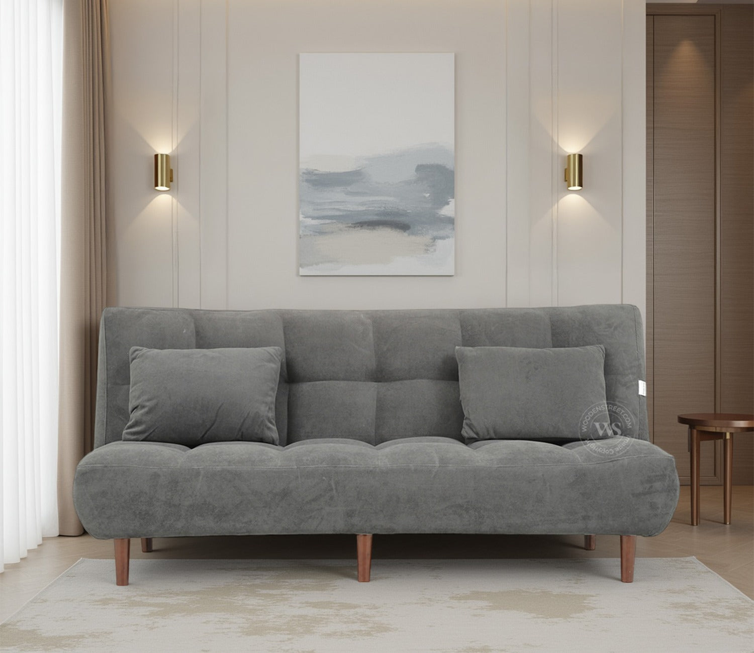 Castello Premium Upholstery Fabric Sofa cum Bed (Grey)