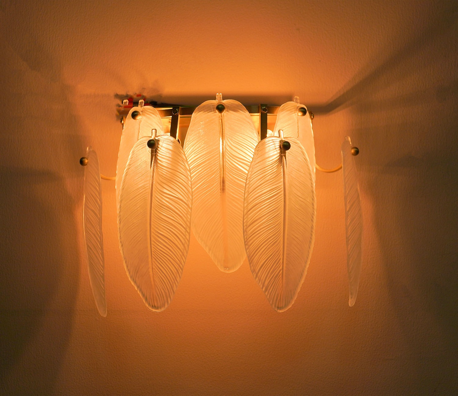 Bradley Leaf Pattern Glass Wall Light