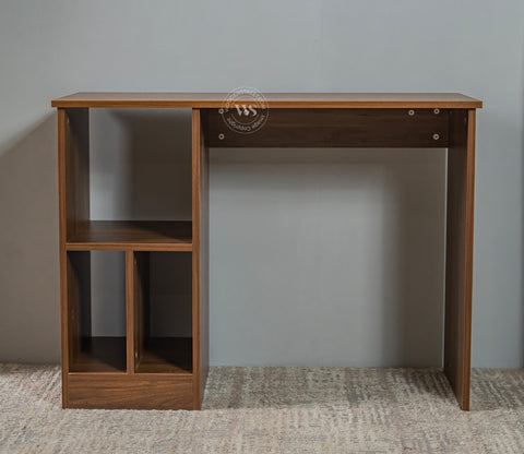 Atom Engineered Wood Study Table With Sectioned Shelf Storage (Columbian Walnut Finish)