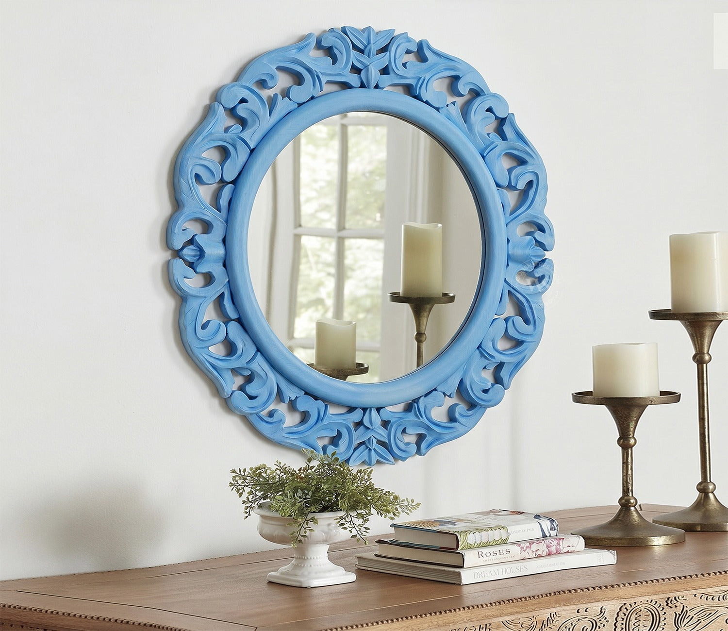 Echo Circular Carved Wall Mirror