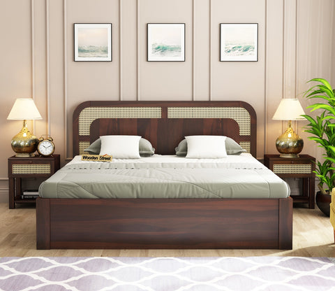 Emalyn Bed With Storage (Queen Size, Walnut Finish)