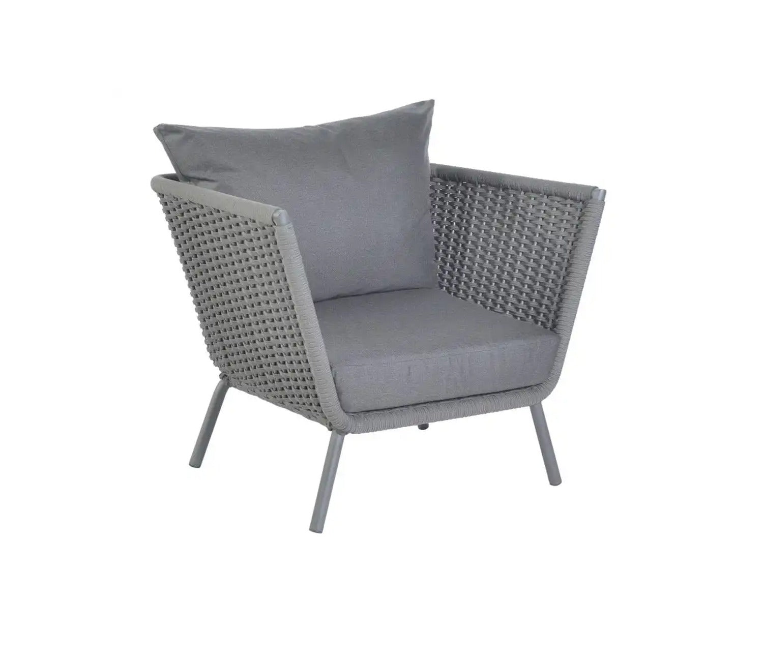 Grey Rope 4 Seater Sofa Set With Square Table And Grey Cushions