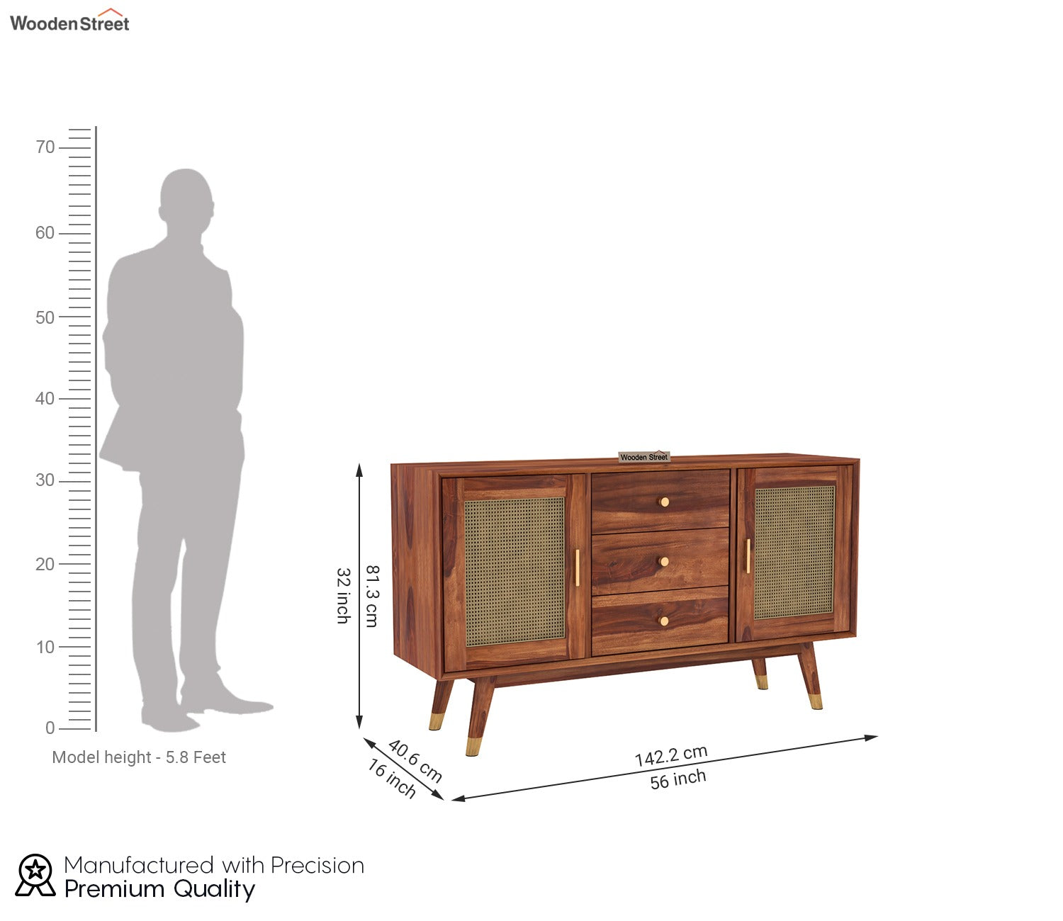 Iriana Cane Cabinets and Sideboard (Honey Finish)