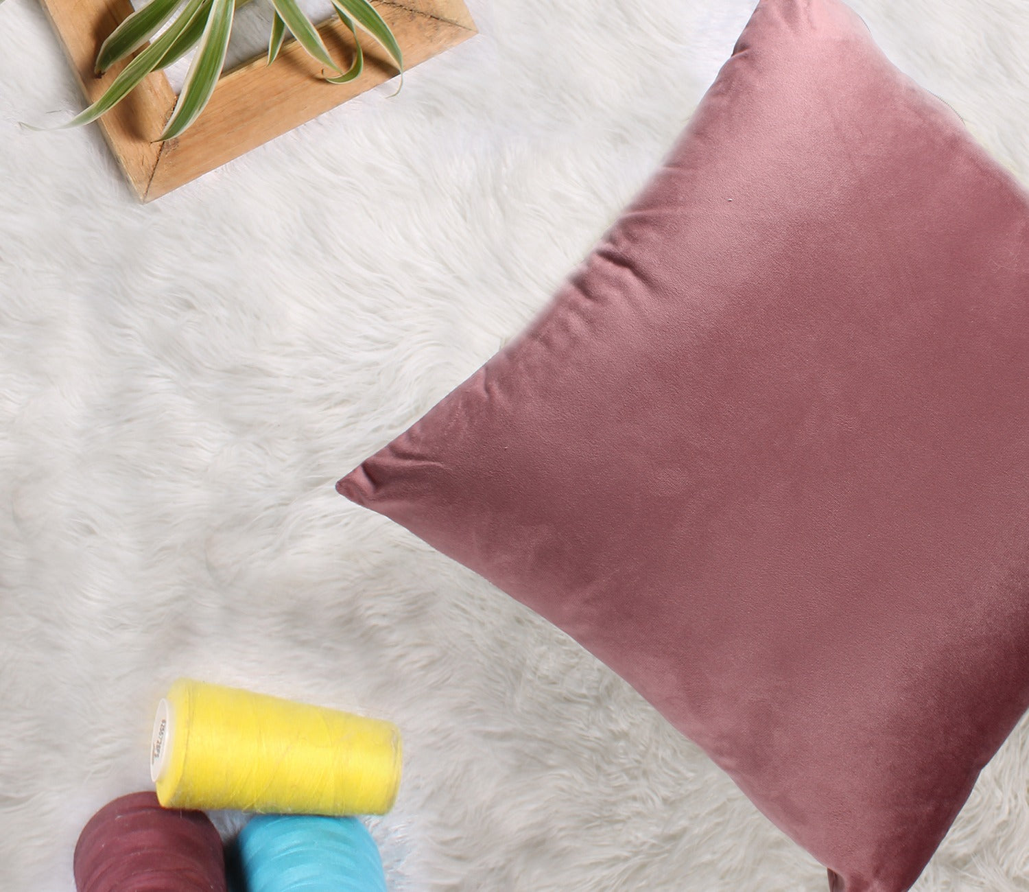 Cupid Velvet Cushion Cover - Pack of 1 (18 x 18 inch, Salmon Pink)