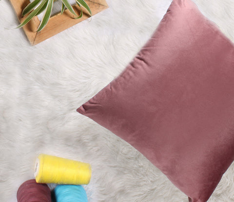 Cupid Velvet Cushion Cover - Pack of 1 (18 x 18 inch, Salmon Pink)
