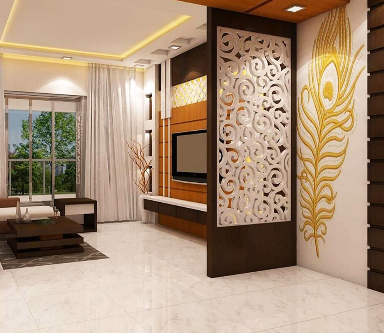 Handcrafted Wooden Brown Wooden Partition