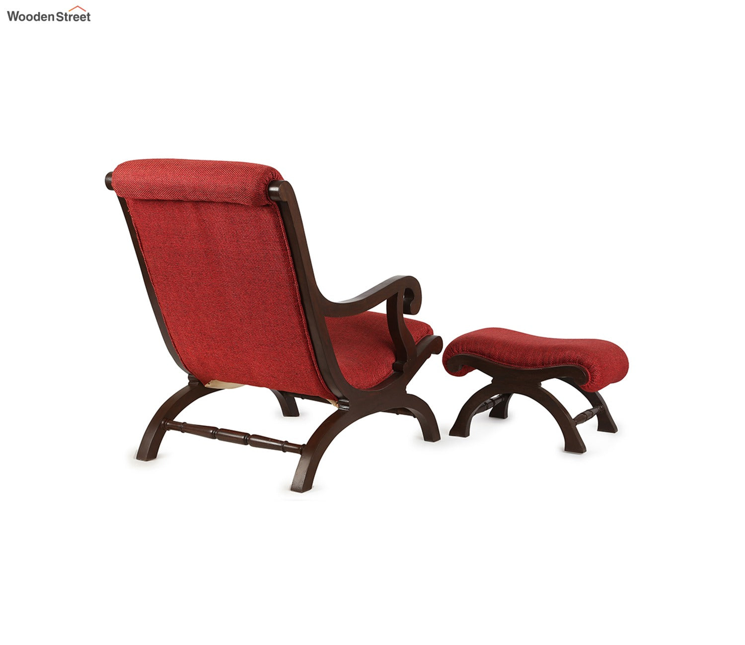 Kinse Lounge Chair with Cushioned Footrest in Teakwood with Walnut Finish