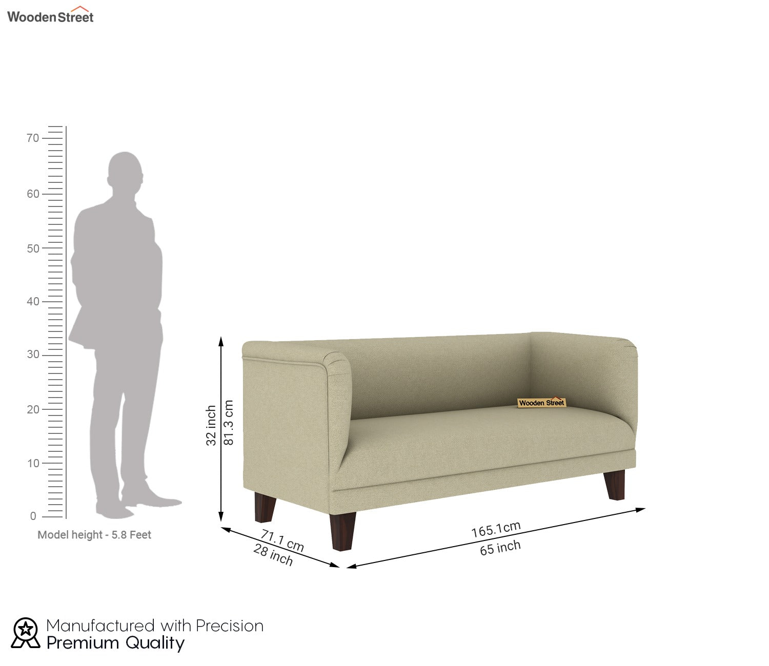 Dexter 3 Seater Fabric Sofa (Cotton, Sand Beige)