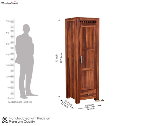 Adolph 1 Door Multi-Utility Wardrobe (Honey Finish)