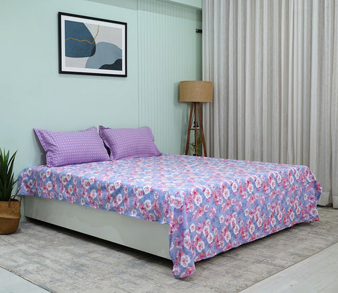 Blossom Celebration Queen Size Bedsheet (Pink)