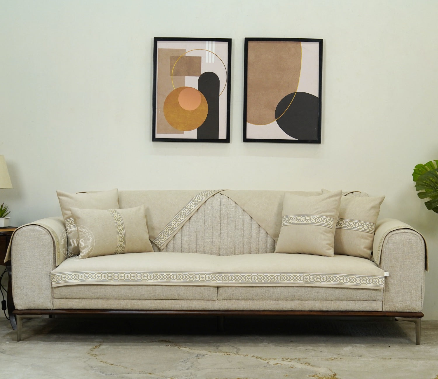 Cambridge 3 Seater Premium Sofa Cover - Set of 9 (Cashew White)