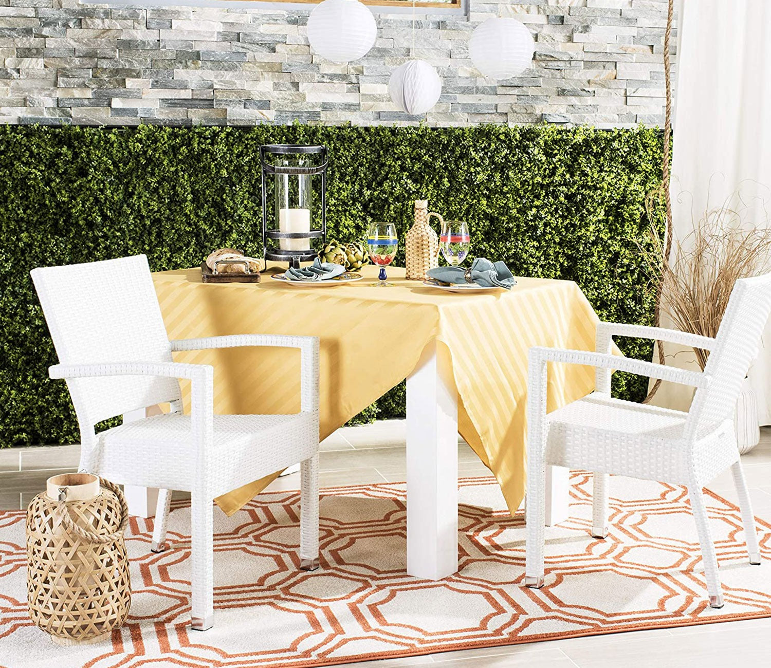 White Rattan And Wicker Patio Chair (Set Of 2)