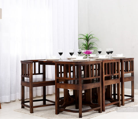 Cohoon 6 Seater Sheesham Wood Space Efficient Dining Set (Honey Finish)