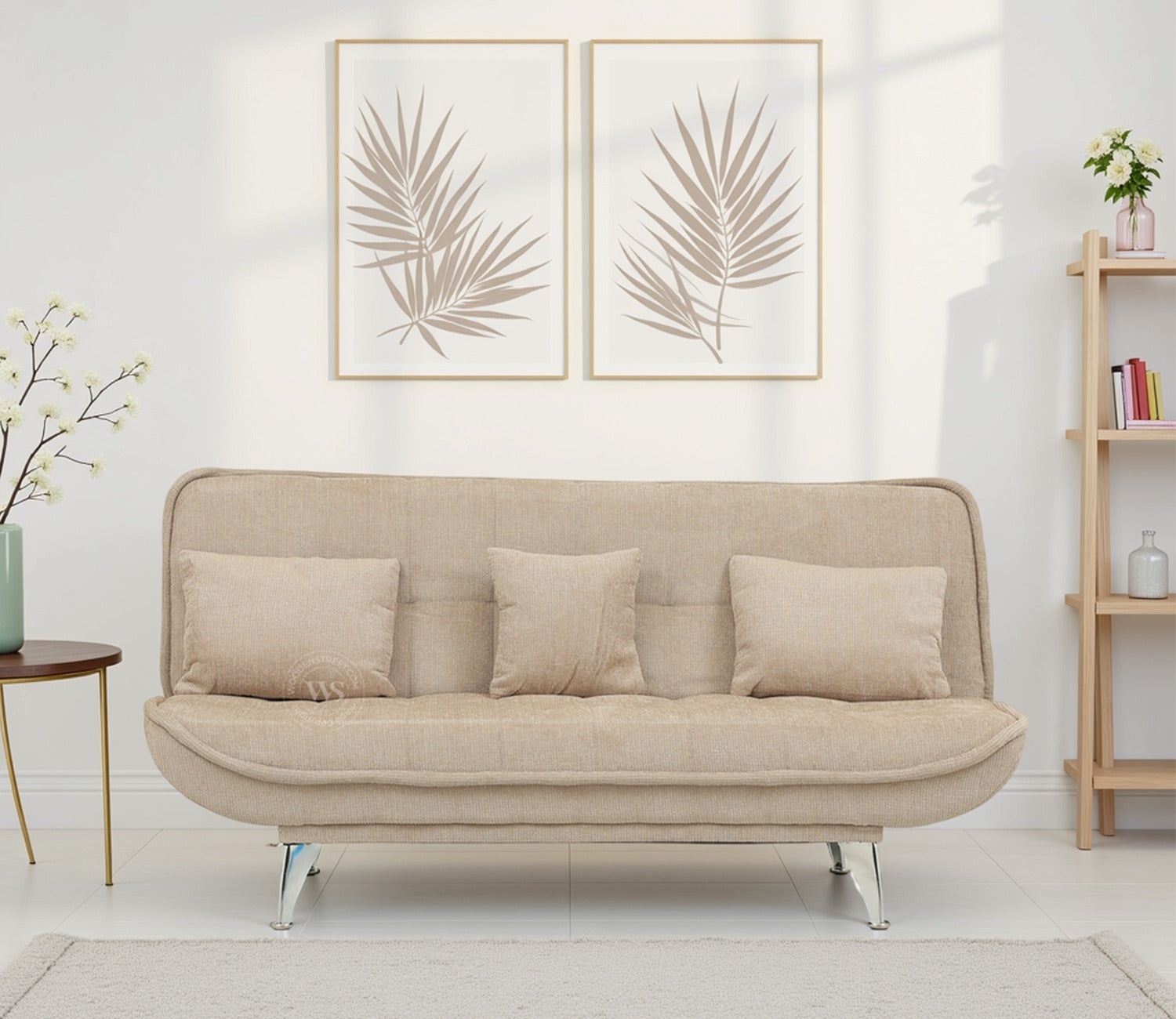 Bastion Premium Upholstery Fabric Sofa cum Bed (Beige)
