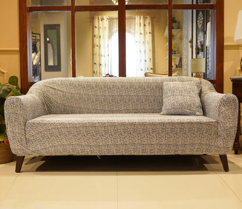 Hester Classic Textured Solid Colored Polyester Spandex 3 Seater Sofa Cover (Grey)