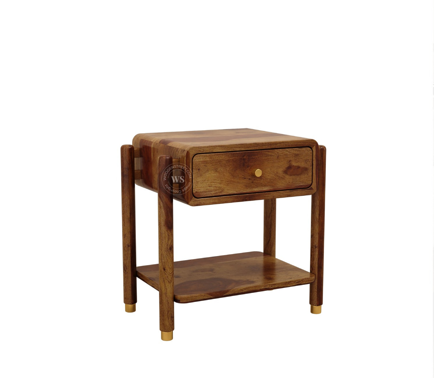 Sarthi Premium Sheesham Wood Bedside Table (Teak Finish)