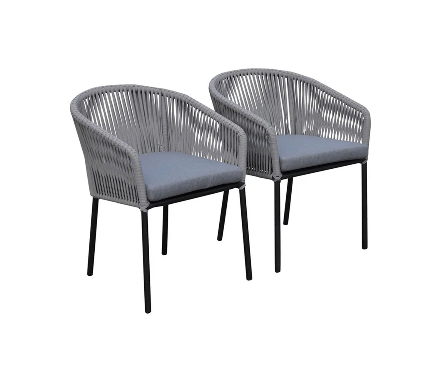 Grey Rope 2 Seater Chair Set And Grey Cushions