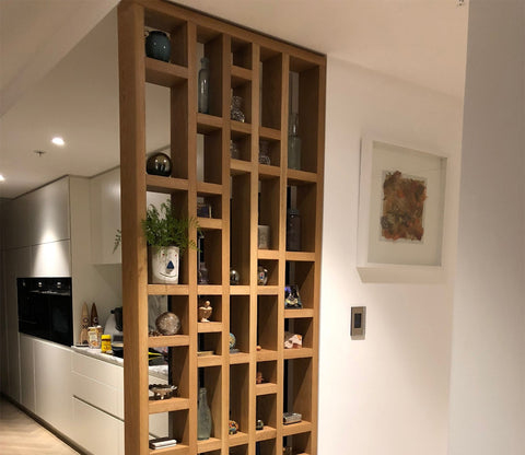 Brown Handcrafted Mango Wood Assembled Wooden Partition