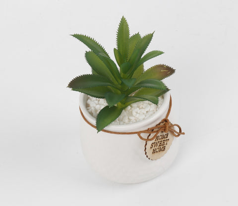 Bloomify Ceramic Pot With Artificial Flowers (White)