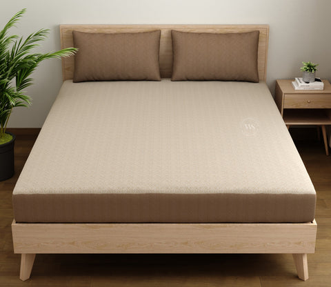 Matrix Ultra Soft Melange Cotton Breathable Hypoallergenic Waterproof Mattress Protector (King Size, Cream, 72 x 72 Inches)