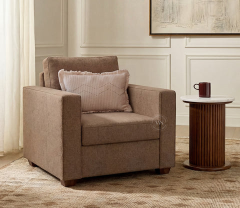 Albus One Seater Fabric Sofa (Sand Brown)