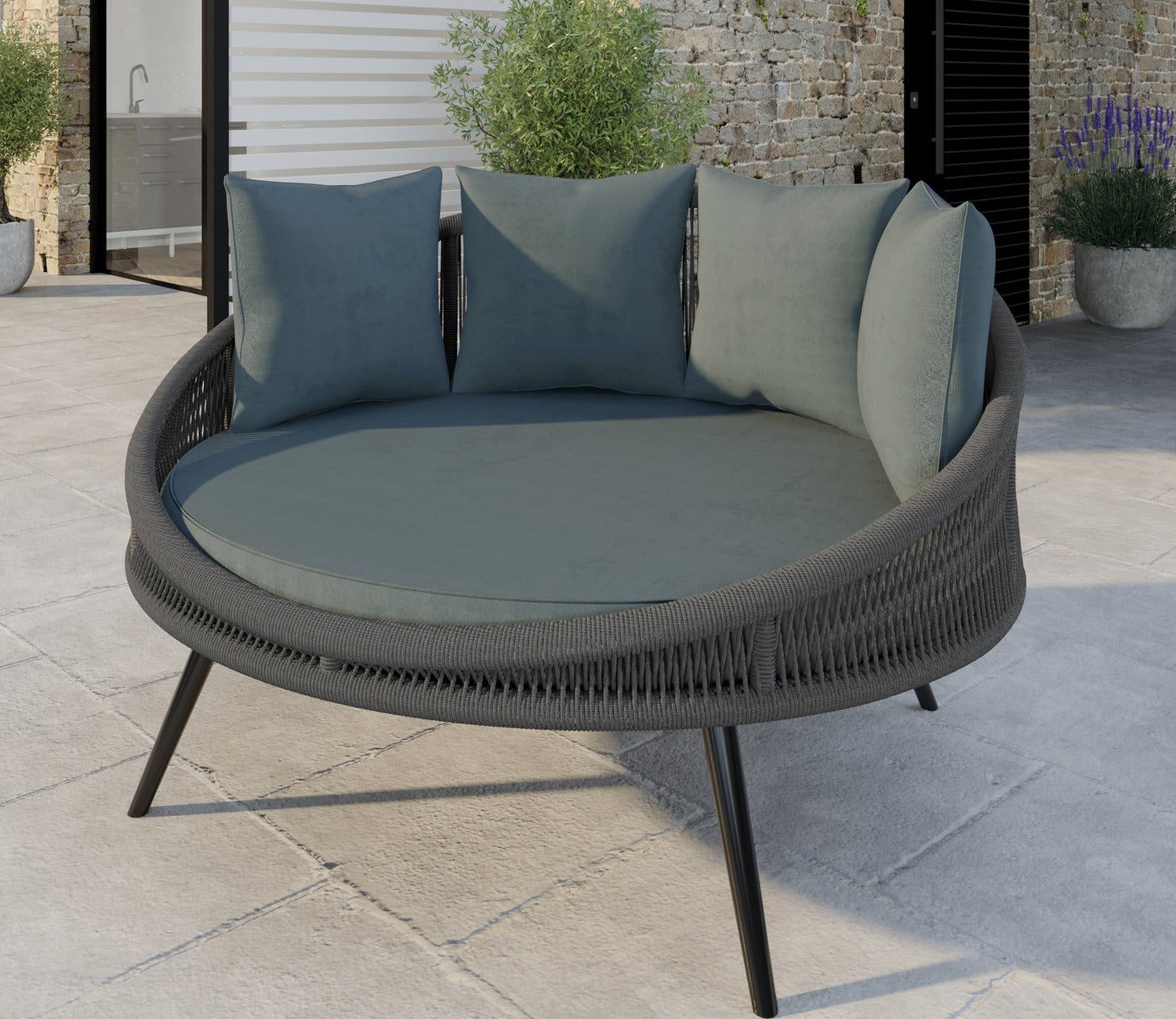 Grey Rope Daybed With Grey Cushions