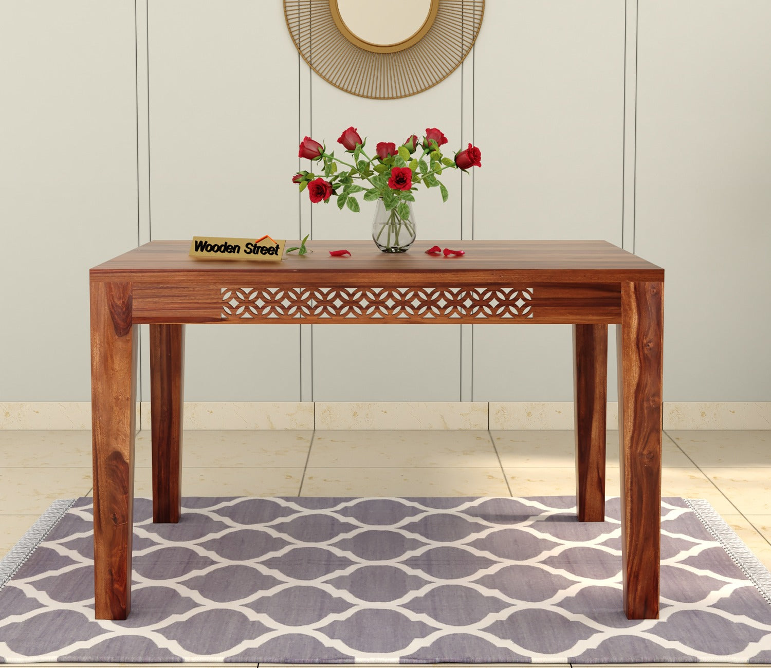 Cambrey Compact 4 Seater Dining Table (Honey Finish)
