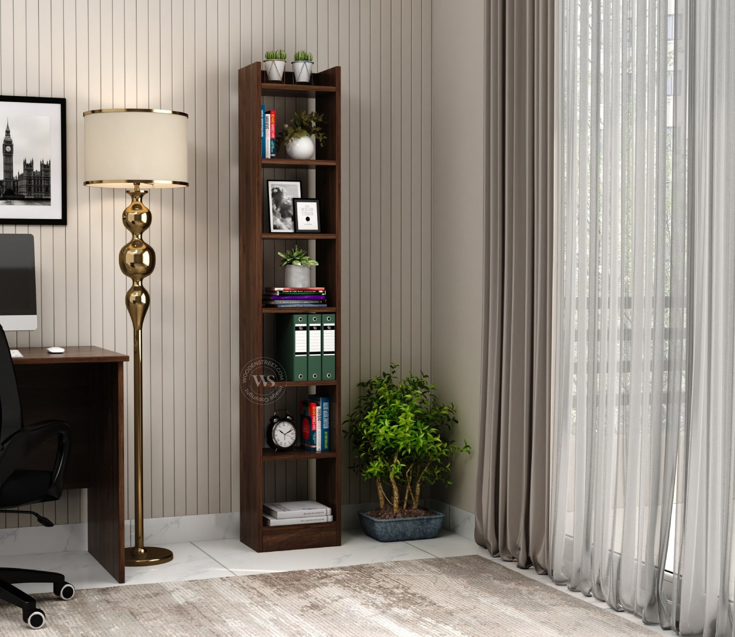 Granger Engineered Wood Book Shelf With Open Storage (Columbian Walnut Finish)